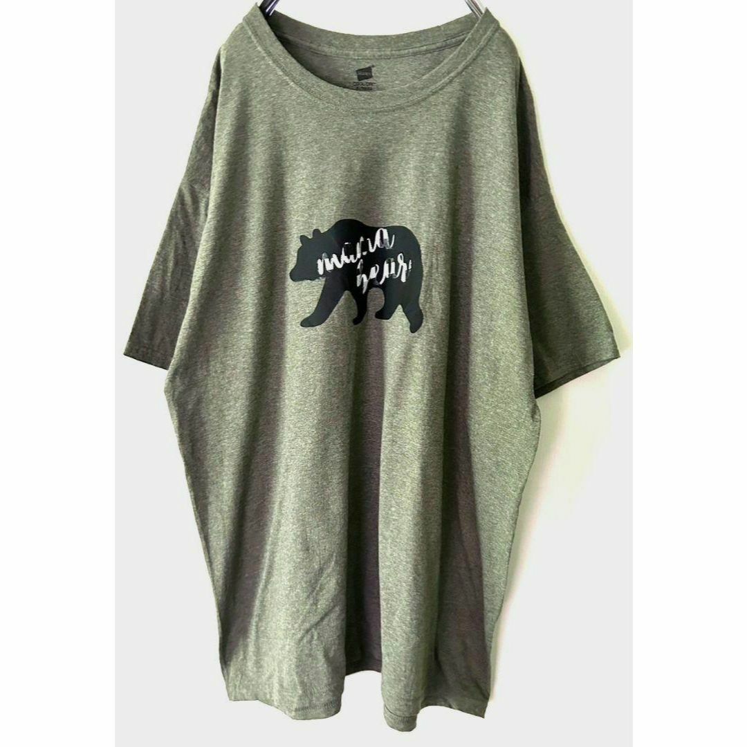 Hanes(ヘインズ)のヘインズ Hanes ベアー 熊 Tシャツ XL カーキ グリーン 緑 古着 メンズのトップス(Tシャツ/カットソー(半袖/袖なし))の商品写真