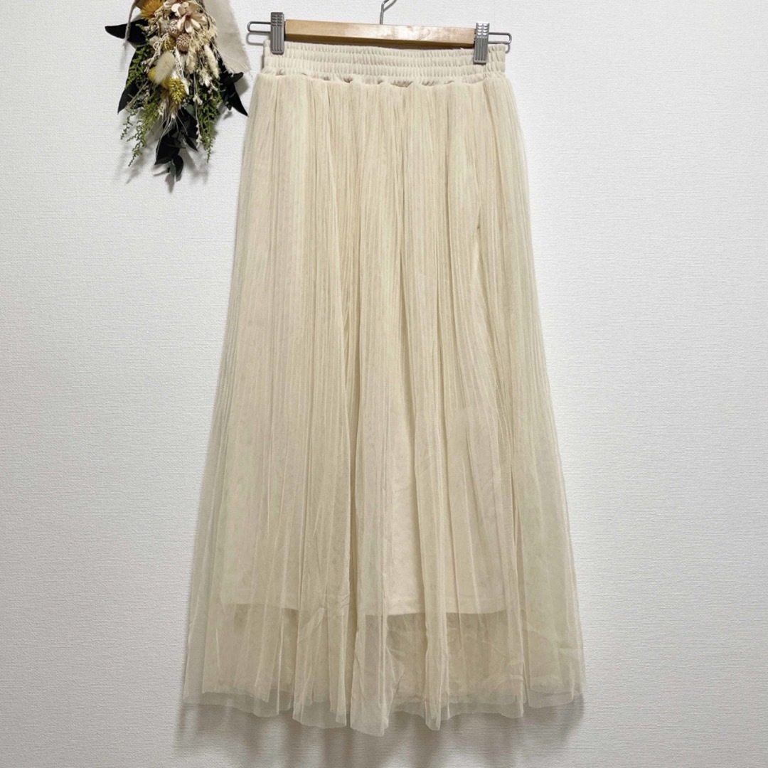 チュールスカート 白 プチプラのAYA レディースのスカート(ロングスカート)の商品写真
