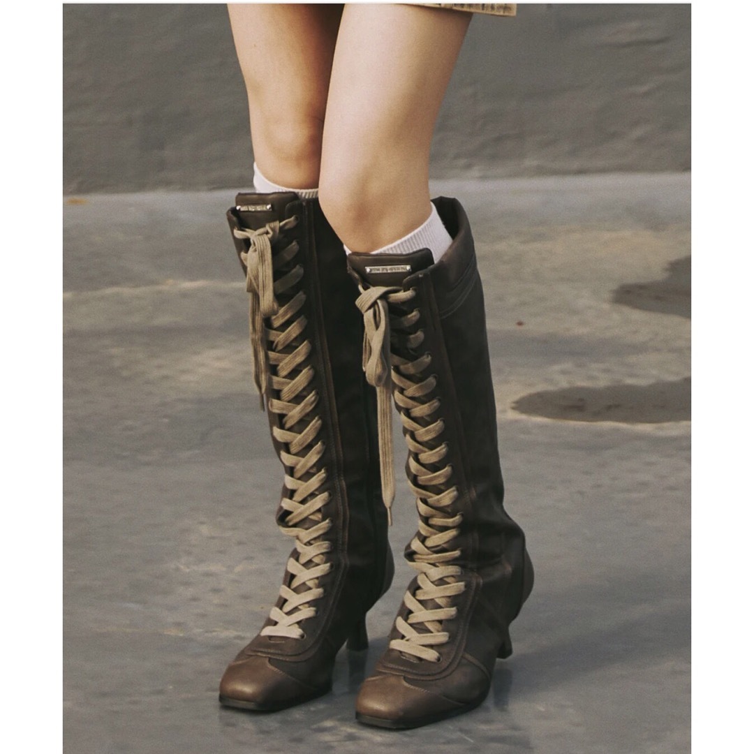 ACLENT✴︎ Lace up switching long boots✴︎ レディースの靴/シューズ(ブーツ)の商品写真