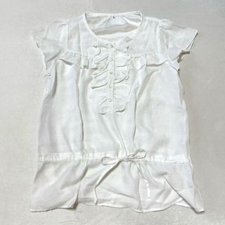 ホワイト フリル トップス 半袖 カットソー Tシャツ レディース シンプル(Tシャツ(半袖/袖なし))