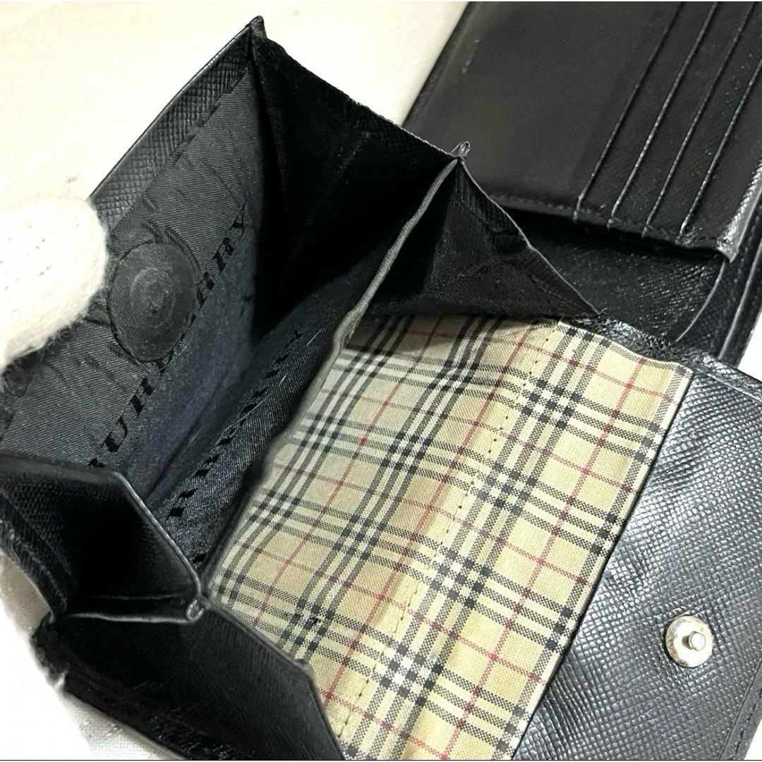 BURBERRY(バーバリー)の✨BURBERRY✨折り財布◆黒ブラック◆ノバチェック◆牛革フルレザー メンズのファッション小物(折り財布)の商品写真