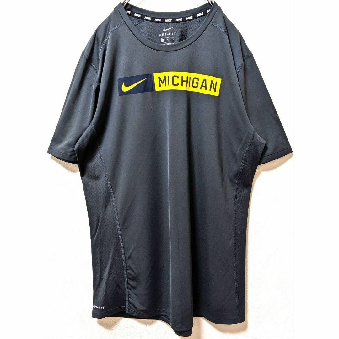 NIKE(ナイキ)のナイキドライフィット ミシガン ロゴ Tシャツ グレー 灰色 L 古着 メンズのトップス(Tシャツ/カットソー(半袖/袖なし))の商品写真