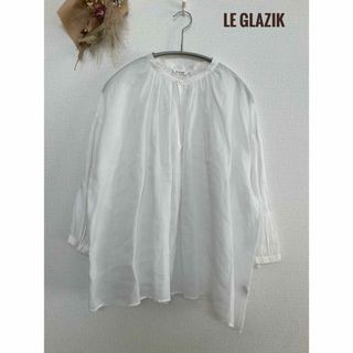 LE GLAZIK  ル グラジック  ラミーギャザーネックシャツ　36ホワイト