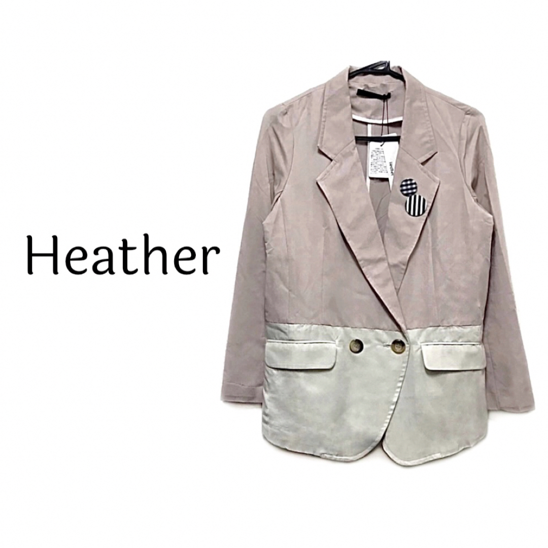 heather(ヘザー)のHeather【新品、タグ付き】バッチ付き バイカラー テーラード ジャケット レディースのジャケット/アウター(テーラードジャケット)の商品写真