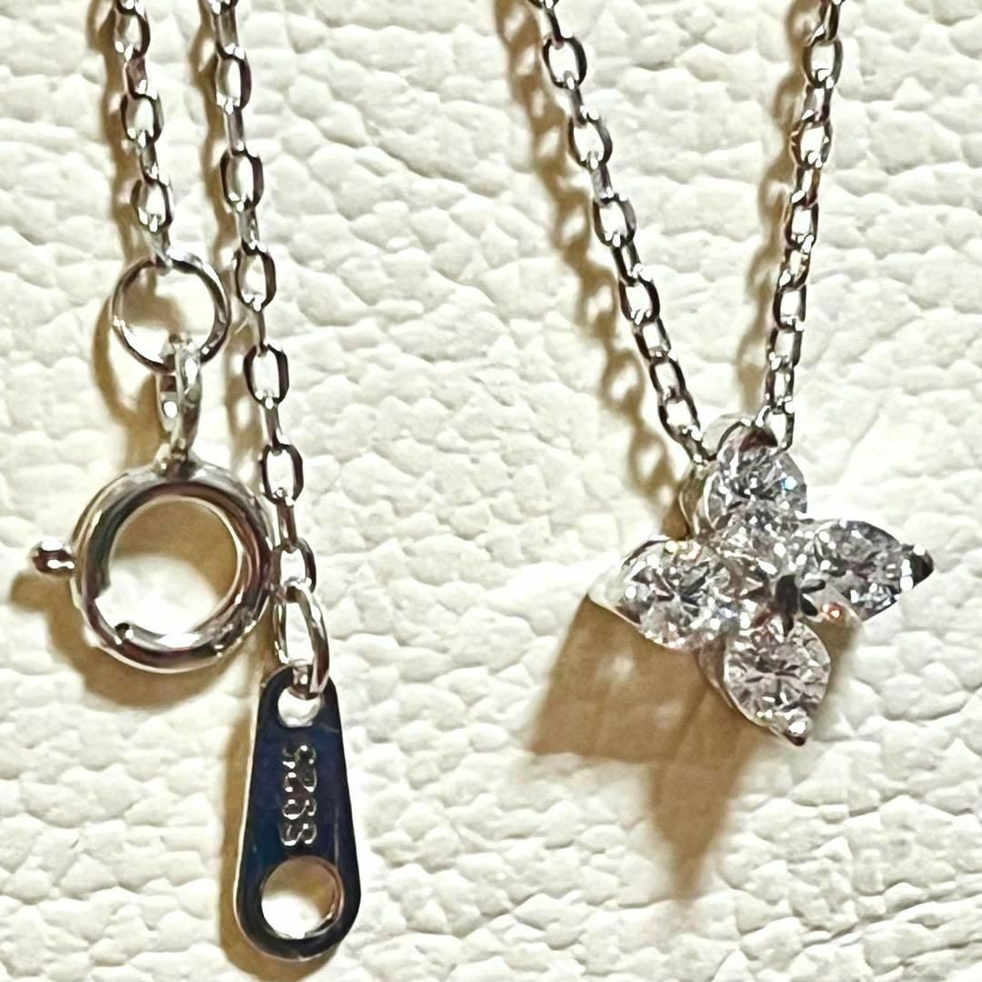 S925  ジルコニア・４石　ネックレス　シルバー レディースのアクセサリー(ネックレス)の商品写真