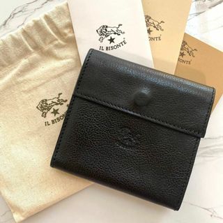 イルビゾンテ(IL BISONTE)の【美品】IL BISONTE 二つ折り 財布 ブラック レザー 人気カラー(財布)