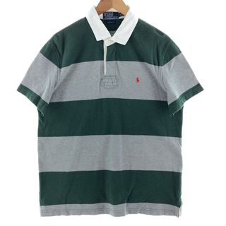 ラルフローレン(Ralph Lauren)の古着 ラルフローレン Ralph Lauren POLO by Ralph Lauren CUSTOM FIT ボーダー柄 半袖 ラガーシャツ メンズXL /eaa381425(シャツ)