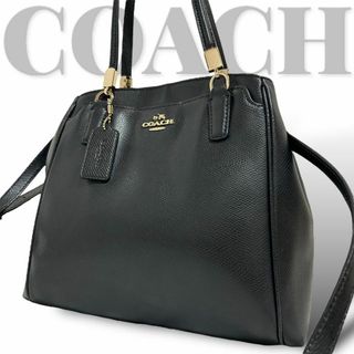 コーチ(COACH)の美品　コーチ　2way ショルダーバッグ　ハンドバッグ　レザー　黒　ブラック(ショルダーバッグ)