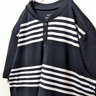 ナイキ(NIKE)のUS NIKEナイキ ロゴ ポロシャツ Tシャツ ブラック 黒 L 古着(Tシャツ/カットソー(半袖/袖なし))