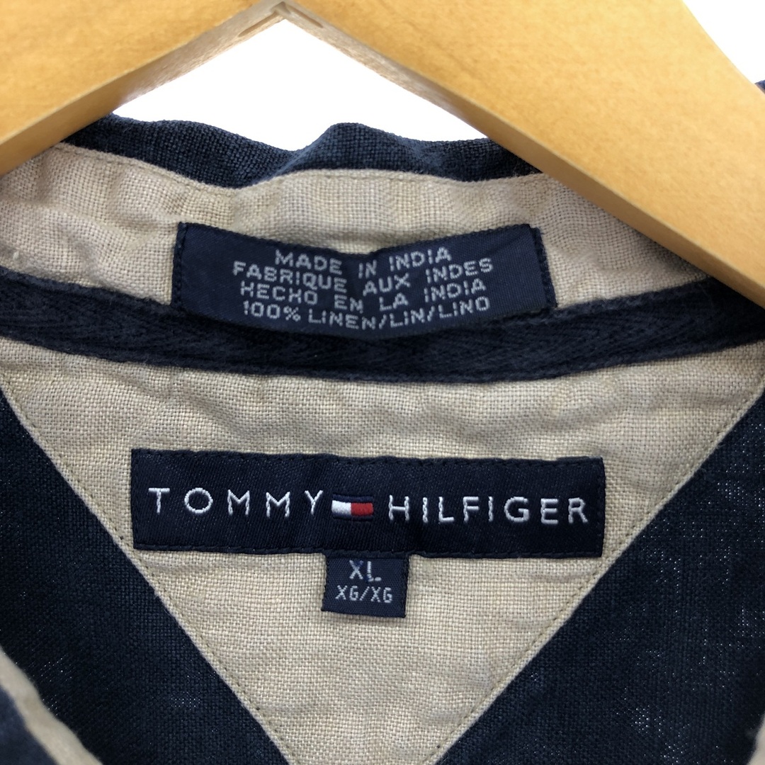 TOMMY HILFIGER(トミーヒルフィガー)の古着 トミーヒルフィガー TOMMY HILFIGER 半袖 リネンシャツ メンズXL /eaa448296 メンズのトップス(シャツ)の商品写真