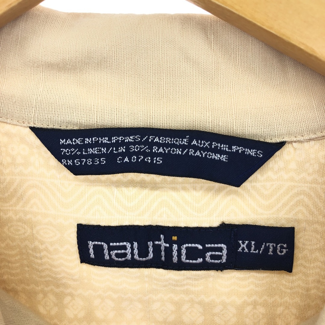 NAUTICA(ノーティカ)の古着 90年代 ノーティカ NAUTICA 半袖 リネン×レーヨンシャツ メンズXL ヴィンテージ /eaa448299 メンズのトップス(シャツ)の商品写真