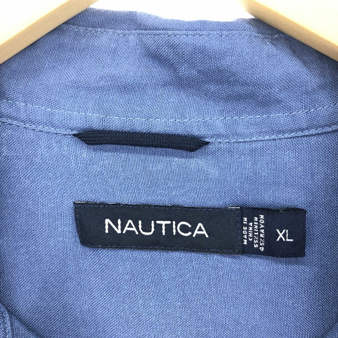 NAUTICA(ノーティカ)の古着 ノーティカ NAUTICA 半袖 リネン×レーヨンシャツ メンズXL /eaa450101 メンズのトップス(シャツ)の商品写真