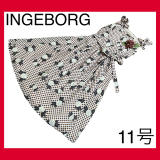 INGEBORG - インゲボルグカメリアリボンギンガムチェックワンピースシルク