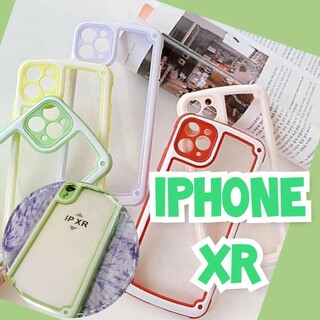 iPhoneXR グリーン ケース 大人気 シンプル フレーム おしゃれ(iPhoneケース)