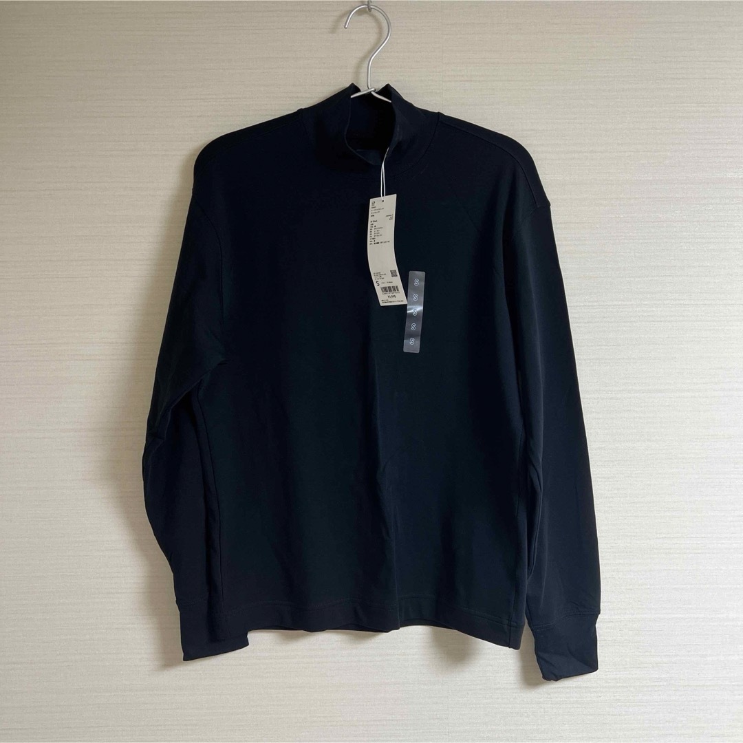 UNIQLO(ユニクロ)の【新品★難アリ】ユニクロU ヒートテックコットンモックネックT（長袖）　ブラック レディースのトップス(カットソー(長袖/七分))の商品写真