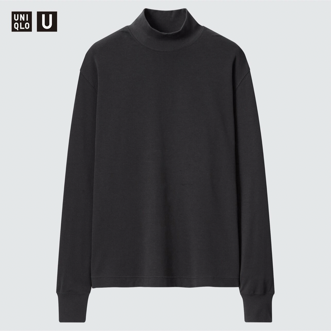 UNIQLO(ユニクロ)の【新品★難アリ】ユニクロU ヒートテックコットンモックネックT（長袖）　ブラック レディースのトップス(カットソー(長袖/七分))の商品写真