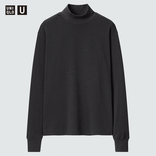 ユニクロ(UNIQLO)の【新品★難アリ】ユニクロU ヒートテックコットンモックネックT（長袖）　ブラック(カットソー(長袖/七分))