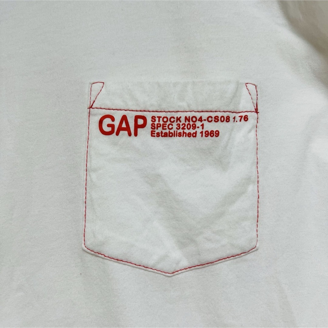 GAP(ギャップ)の【美品】GAP ギャップ 白Tシャツ 赤ステッチ 薄手 メンズのトップス(Tシャツ/カットソー(半袖/袖なし))の商品写真