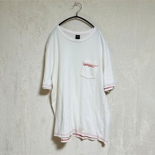 GAP - 【美品】GAP ギャップ 白Tシャツ 赤ステッチ 薄手