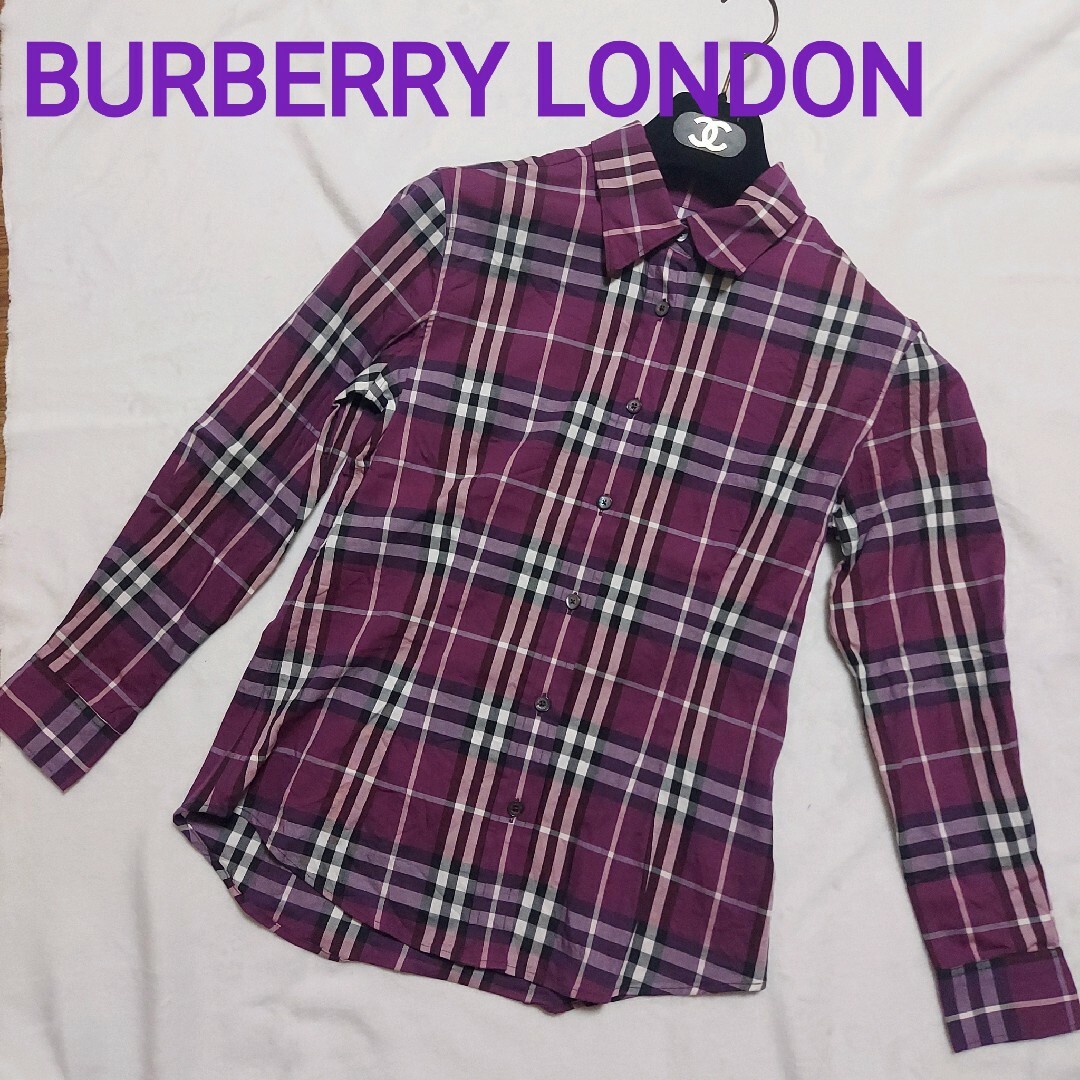 BURBERRY(バーバリー)の極美品☆バーバリーロンドン ノバチェックブラウス シャツ 現行タグ M相当 紫 レディースのトップス(シャツ/ブラウス(長袖/七分))の商品写真