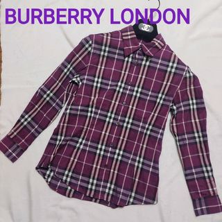 バーバリー(BURBERRY)の極美品☆バーバリーロンドン ノバチェックブラウス シャツ 現行タグ M相当 紫(シャツ/ブラウス(長袖/七分))