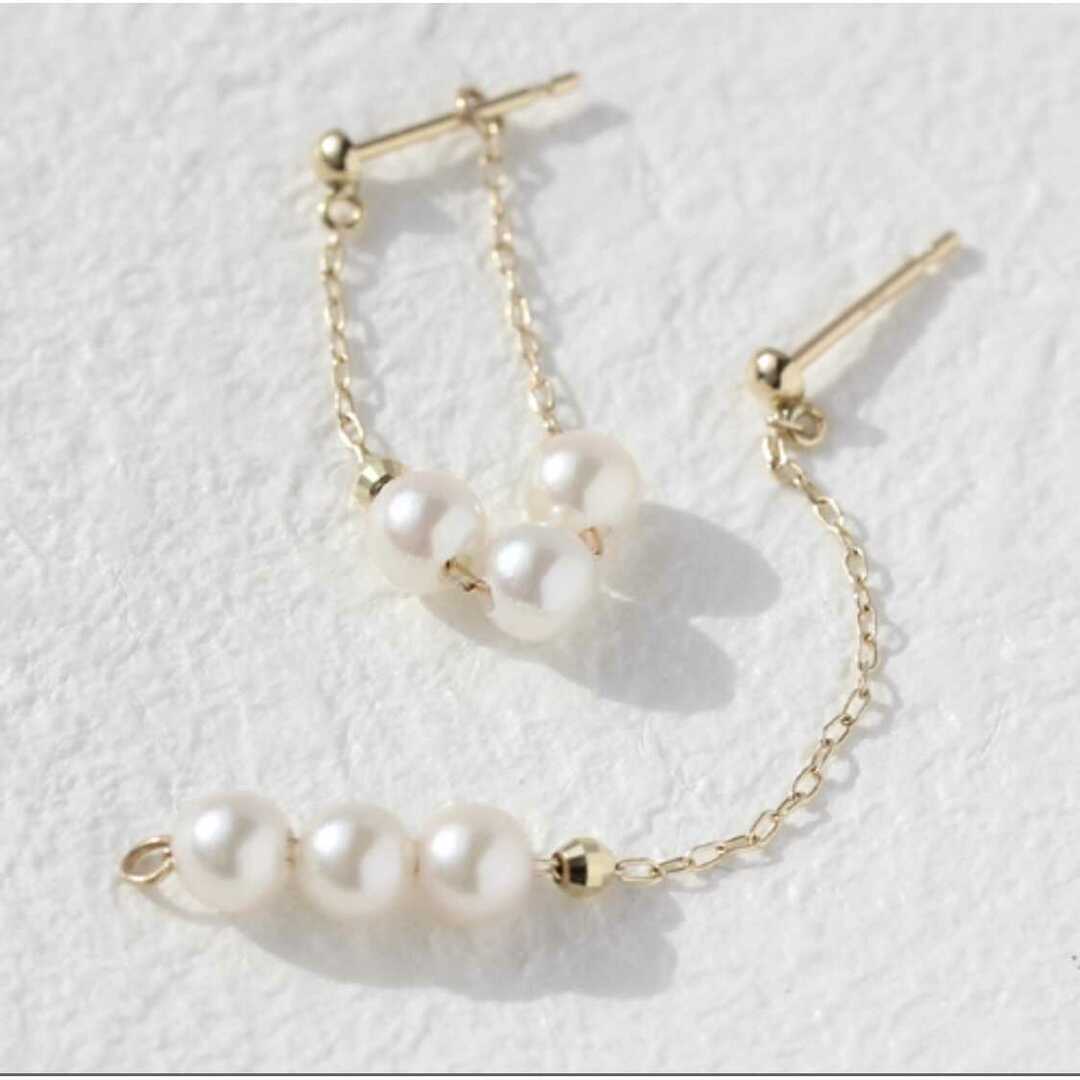 K18 18金 淡水パール　2way ピアス レディースのアクセサリー(ピアス)の商品写真