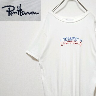 Ron Herman - ロンハーマン センター 刺繍 ロゴ ホワイト 半袖 Tシャツ