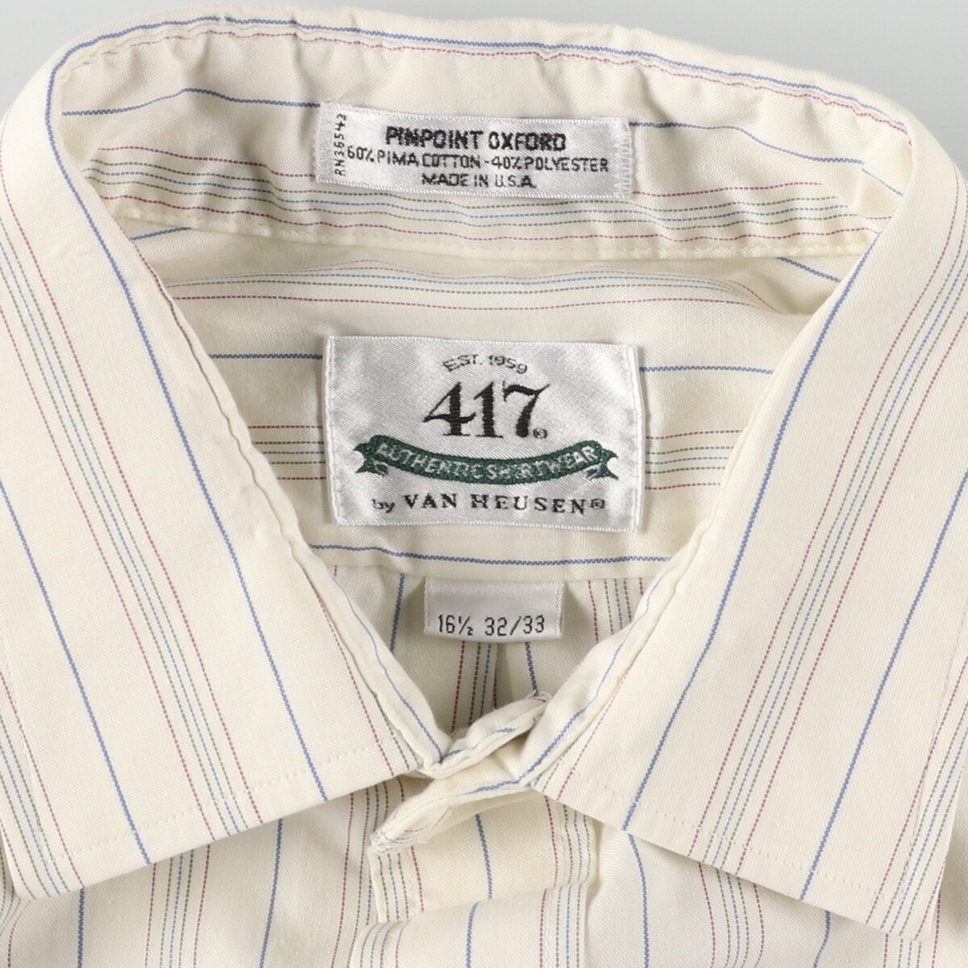 古着 VAN HEUSEN ワイドカラー 長袖 ストライプシャツ USA製 メンズXL ワイドカラー /eaa447490 メンズのトップス(シャツ)の商品写真