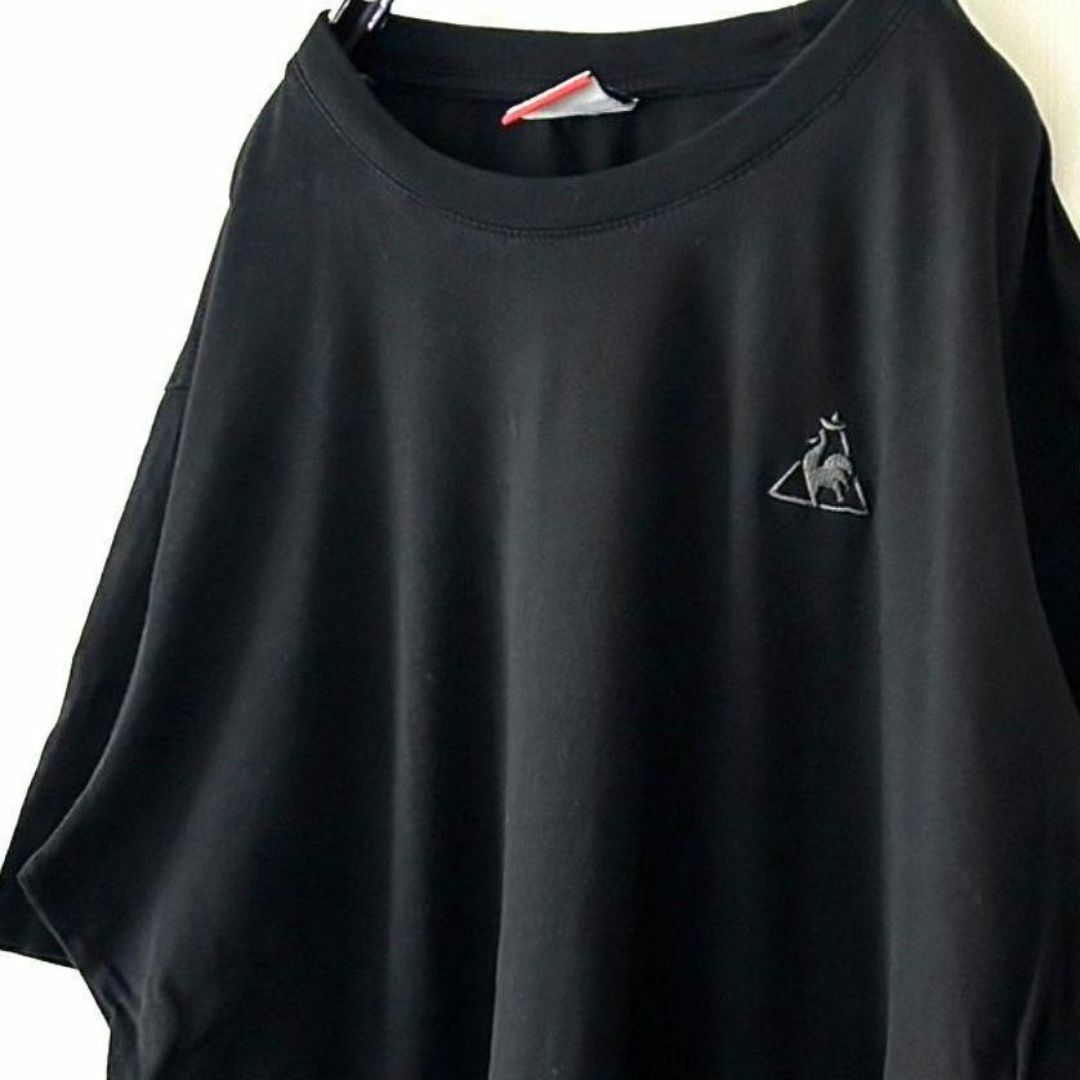 le coq sportif(ルコックスポルティフ)のルコックスポルティフ ロゴ 刺繍 Tシャツ XL ブラック 黒 古着 メンズのトップス(Tシャツ/カットソー(半袖/袖なし))の商品写真