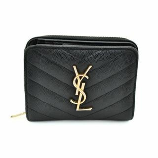 Yves Saint Laurent - イヴサンローラン　美品　キャビアスキン　コンパクト　二つ折り　財布　ブラック