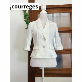 クレージュcourreges きれいめテーラードジャケット 5分袖 ホワイト