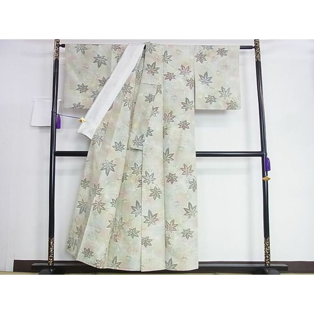 平和屋2■上質な紬　単衣　舞葉　楓　逸品　DAAB4909ic レディースの水着/浴衣(着物)の商品写真