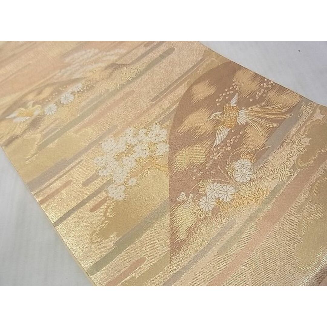 平和屋2◎六通柄袋帯　花鳥風景文　金糸　逸品　DAAB0836ud レディースの水着/浴衣(帯)の商品写真