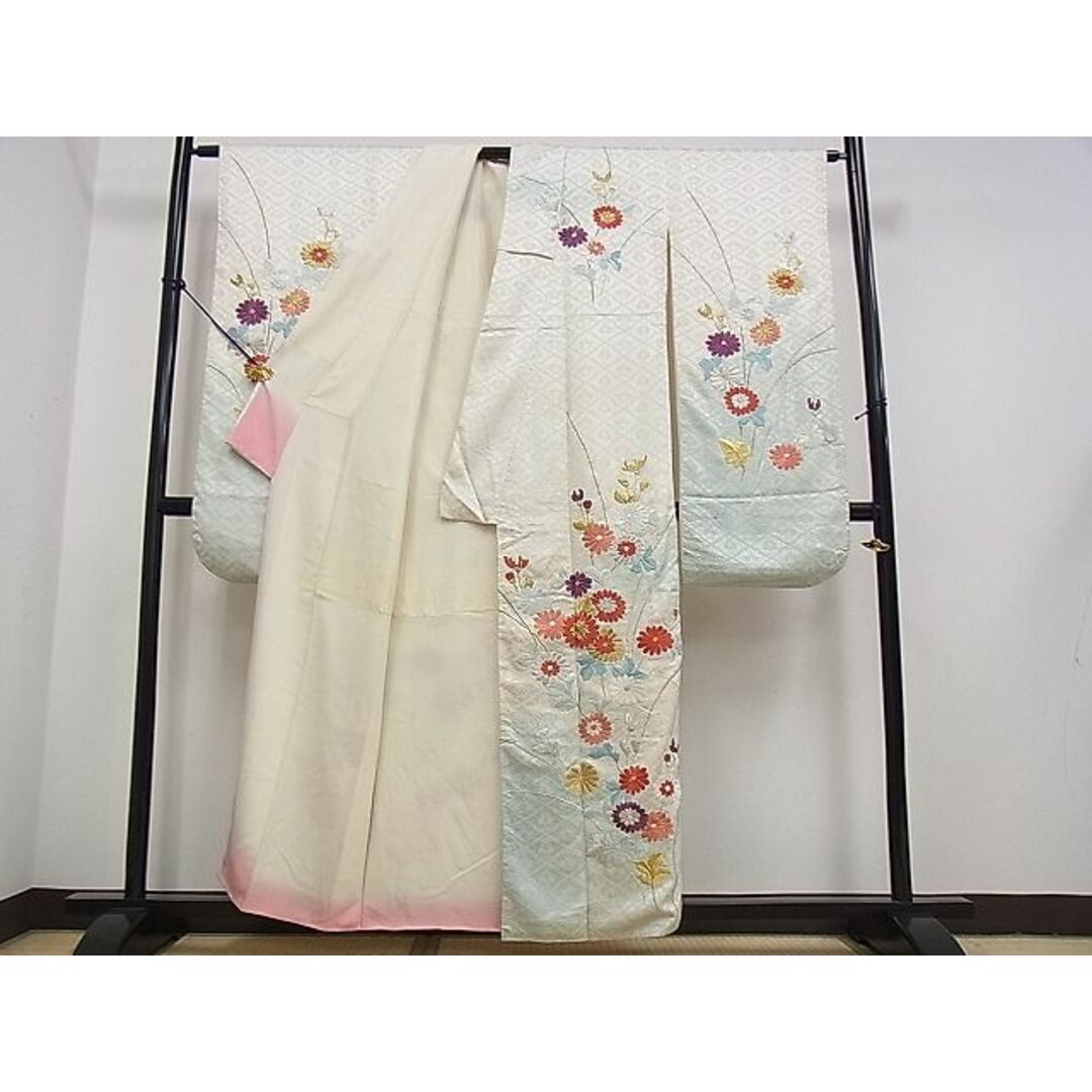 平和屋2■豪華振袖　刺繍　草花文　逸品　DAAB0793ud レディースの水着/浴衣(振袖)の商品写真