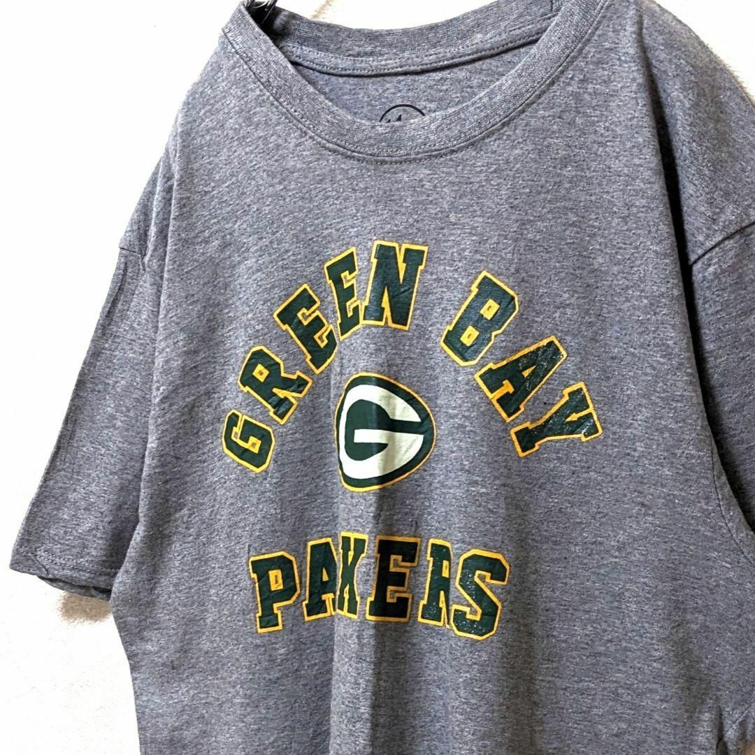 47 Brand(フォーティセブン)の47 NFLグリーンベイパッカーズ ロゴ Tシャツ グレー 灰色 古着 メンズのトップス(Tシャツ/カットソー(半袖/袖なし))の商品写真