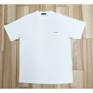 バレンシアガ(Balenciaga)の［新品同様］バレンシアガ　ビッグシルエット　スモールロゴTシャツ　ホワイト(Tシャツ/カットソー(半袖/袖なし))