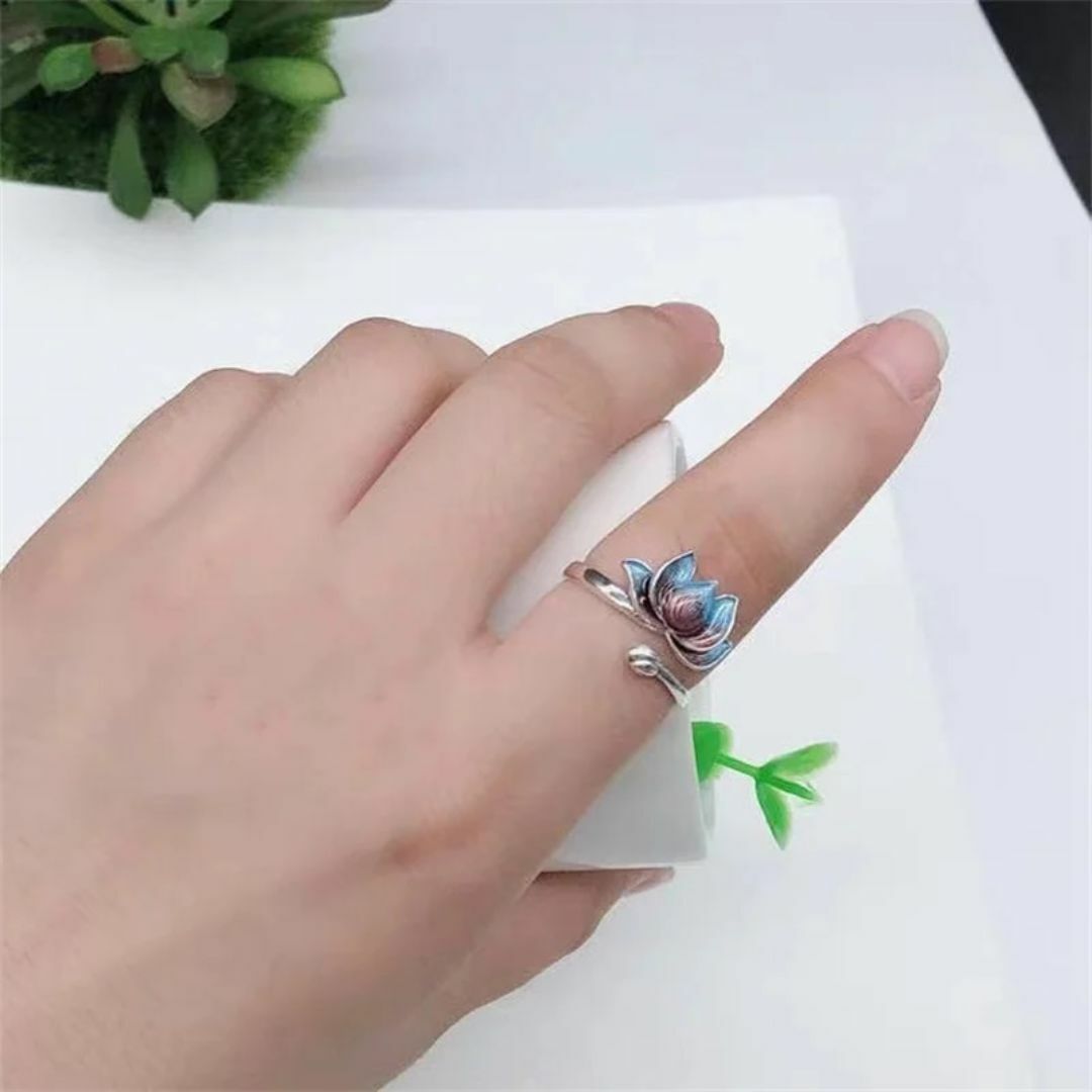 蓮 フリーサイズ リング レディース ハス 蓮の花 和風 和 指輪 花 フラワー レディースのアクセサリー(リング(指輪))の商品写真