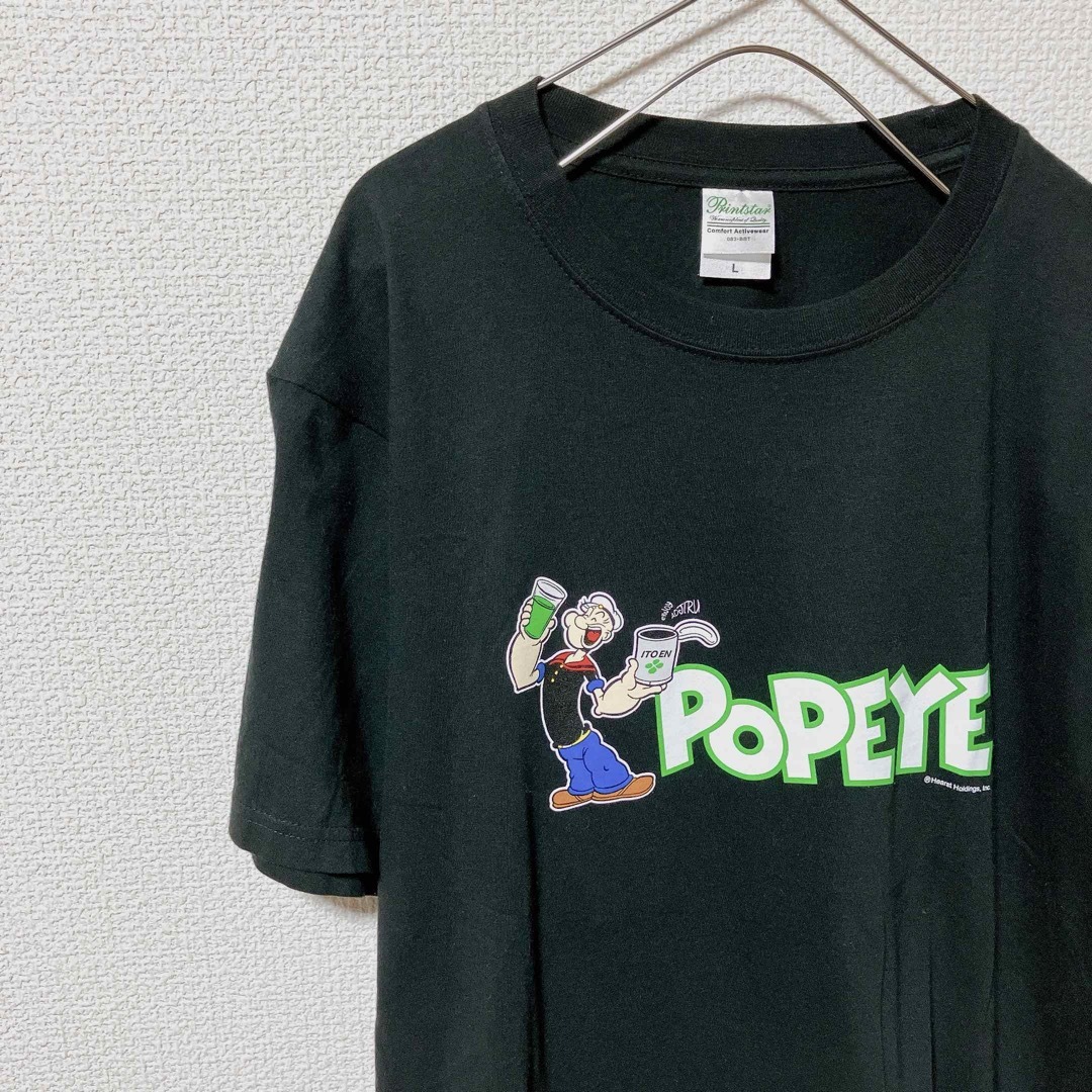 POPEYE ポパイ 伊藤園 コラボT 半袖 黒 Lサイズ メンズのトップス(Tシャツ/カットソー(半袖/袖なし))の商品写真