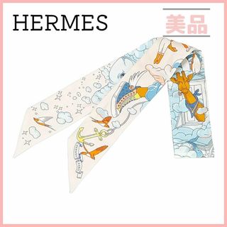 エルメス(Hermes)のエルメス ツイリー SUR MON NUAGE 私の雲 ベージュ 水色 スカーフ(バンダナ/スカーフ)