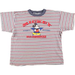 古着 90年代 mickey＆co MICKEY MOUSE ミッキーマウス ボーダー柄 キャラクタープリントTシャツ メンズXL ヴィンテージ /eaa448541(Tシャツ/カットソー(半袖/袖なし))