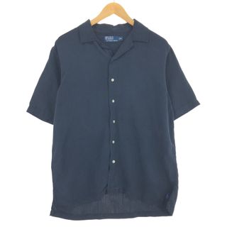 ラルフローレン(Ralph Lauren)の古着 ラルフローレン Ralph Lauren POLO by Ralph Lauren 半袖 オープンカラー リネン×シルクシャツ メンズM /eaa448561(シャツ)