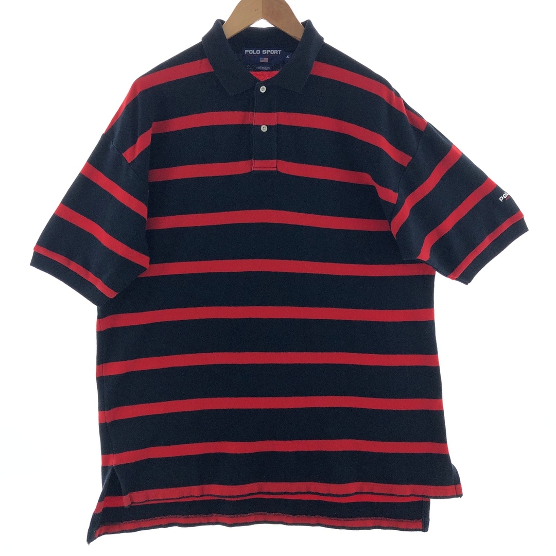 Ralph Lauren(ラルフローレン)の古着 90年代 ラルフローレン Ralph Lauren POLO SPORT ポロスポーツ 半袖 ボーダー ポロシャツ メンズXL ヴィンテージ /eaa381410 メンズのトップス(ポロシャツ)の商品写真