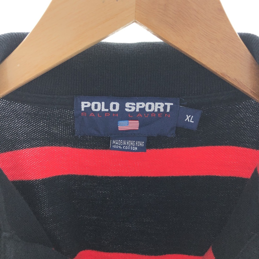 Ralph Lauren(ラルフローレン)の古着 90年代 ラルフローレン Ralph Lauren POLO SPORT ポロスポーツ 半袖 ボーダー ポロシャツ メンズXL ヴィンテージ /eaa381410 メンズのトップス(ポロシャツ)の商品写真