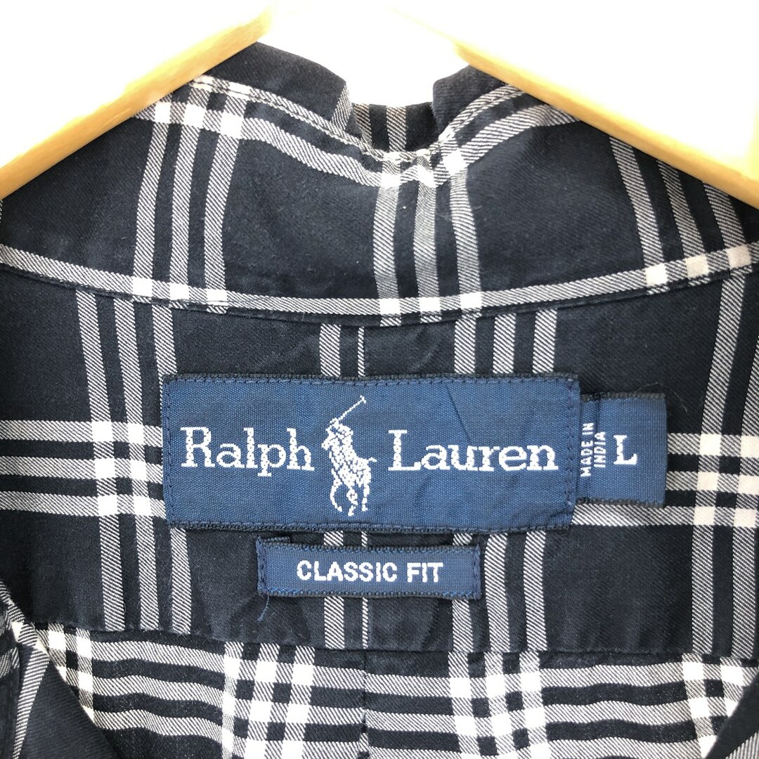 Ralph Lauren(ラルフローレン)の古着 ラルフローレン Ralph Lauren CLASSIC FIT クラシックフィット 長袖 ボタンダウンチェックシャツ メンズL /eaa448243 メンズのトップス(シャツ)の商品写真