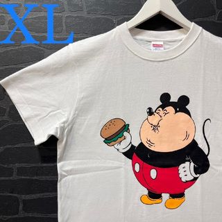 パロディ tシャツ 男女兼用CHUBBY ミッキー 半袖 面白いTシャツ(白(Tシャツ/カットソー(半袖/袖なし))