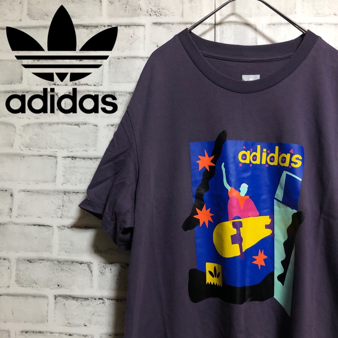Originals（adidas）(オリジナルス)の美品XL⭐️adidas トレファイルロゴ&スケボー Tシャツ パープル メンズのトップス(Tシャツ/カットソー(半袖/袖なし))の商品写真