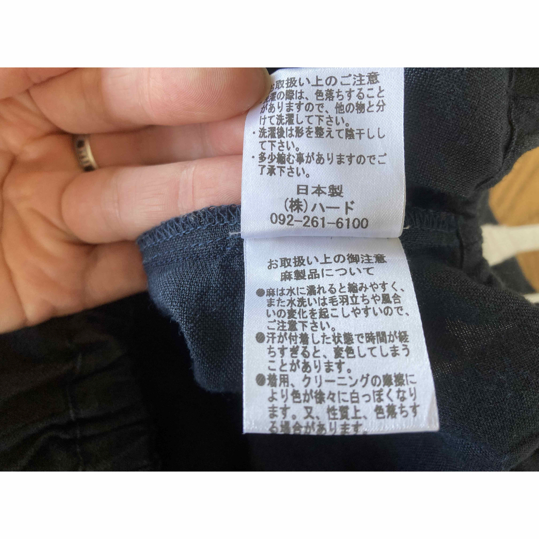 ina リネン　タック　スカート　ネイビー　紺　ウエスト紐　ポケット付き レディースのスカート(ロングスカート)の商品写真