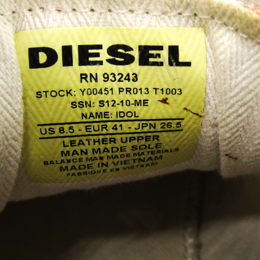 DIESEL(ディーゼル)のディーゼル スニーカー ハイカット ブランド シューズ 靴 白 メンズ 26.5サイズ ホワイト DIESEL メンズの靴/シューズ(スニーカー)の商品写真