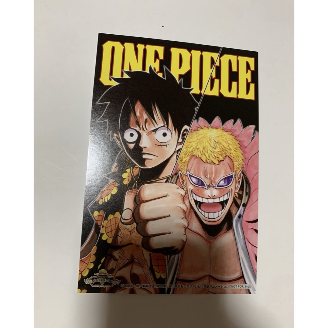 ONE PIECE(ワンピース)のワンピース　25周年フェア　ポストカード　麦わらストア特典　ルフィ、ドフラミンゴ エンタメ/ホビーのトレーディングカード(その他)の商品写真