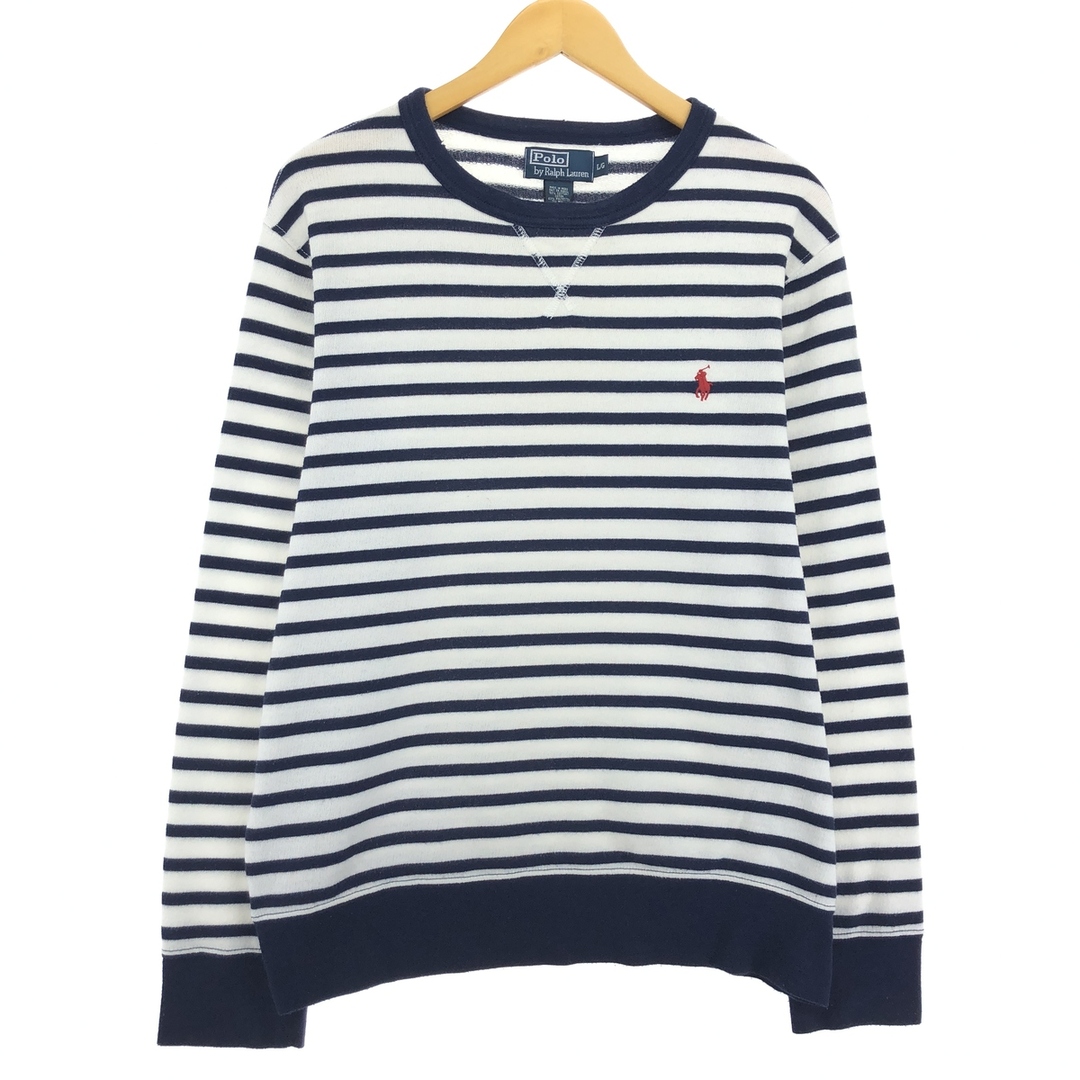 Ralph Lauren(ラルフローレン)の古着 ラルフローレン Ralph Lauren POLO by Ralph Lauren ボーダー柄 コットンニットセーター メンズL /eaa443889 メンズのトップス(ニット/セーター)の商品写真